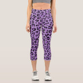 Leggings Capri Leopard Print, Léopard Spots, Purple Leopard (Recto)