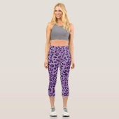 Leggings Capri Leopard Print, Léopard Spots, Purple Leopard (Recto)