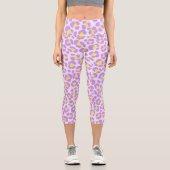 Leggings Capri Léopard Rose Violet Jaune (Recto)