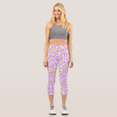 Leggings Capri Léopard Rose Violet Jaune (Recto)