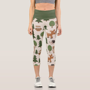 Leggings Capri Les animaux des bois mignons forêt motif nature