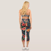 Leggings Capri Les Fleurs D'Hibiscus, Un Modèle Floral Tropical (Verso)