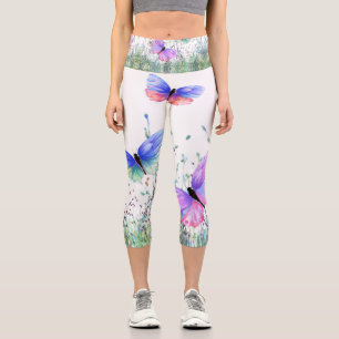 Leggings Capri Les papillons Capri de printemps volent dans la na