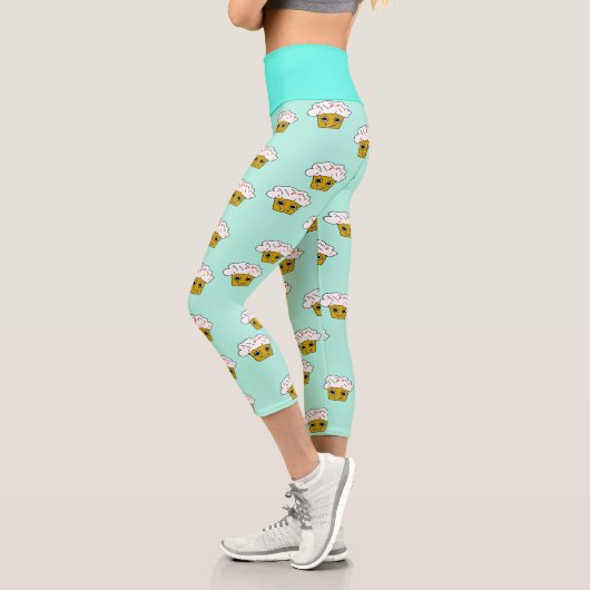 Leggings Capri Les petits gâteaux kawaii en bleu (Gauche)