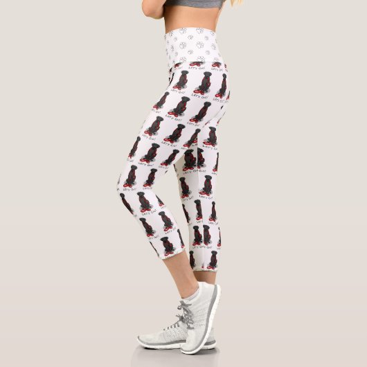 Leggings Capri Let's Go! Walk Flat-Coated Retriever Dog (black) (Gauche)