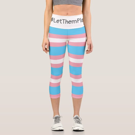 Leggings Capri #LetThemPlay Athlètes Transgenres Drapeau Trans (Recto)