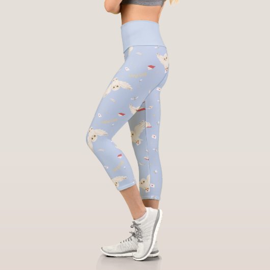 Leggings Capri Lettres et Livres de la Chouette Hedwige Motif (Gauche)