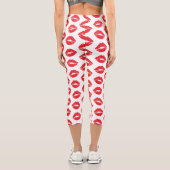 Leggings Capri Lèvres Rouges, Rouge À Lèvres, Baiser, Motif Des L (Verso)