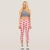 Leggings Capri Lèvres Rouges, Rouge À Lèvres, Baiser, Motif Des L (Recto)