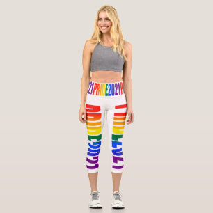 Leggings Capri LGBT Rainbow Flag Gay pride de texte 2021 LGBTQ