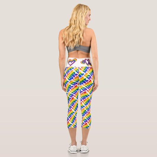 Leggings Capri LGBT Rainbow Motif de texte Gay pride LGBTQ (Verso)