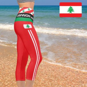 Leggings Capri Liban & Liban Drapeau mode, Fitness, Sports C