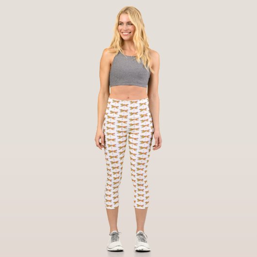 Leggings Capri Libellule Fleur Jaune (Recto)