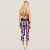 Leggings Capri Licorne noire fleurs de jardin de minuit violet (Verso)