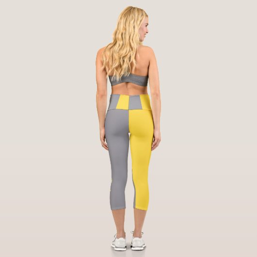 Leggings Capri Light Yellow and Soft Gray Customize (Verso)