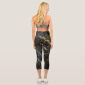 Leggings Capri Ligne brillante or noir chic abstrait (Verso)