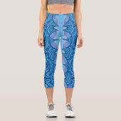 Leggings Capri ligne sauvage bleue Capris haut taille (Recto)