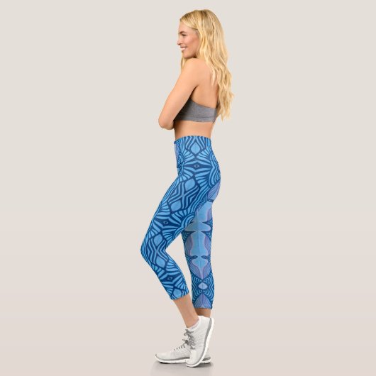 Leggings Capri ligne sauvage bleue Capris haut taille (Gauche)