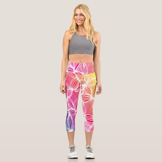 Leggings Capri Lignes arc-en-ciel courbes (Recto)