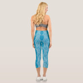 Leggings Capri Lignes blanches Abstraites rétro sur Motif bleu (Verso)
