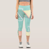 Leggings Capri Lignes d'art Abstrait Pastel Pale Turquoise Rose (Recto)