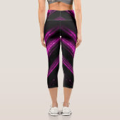 Leggings Capri Lignes de chevron de galaxie magenta rose métalliq (Verso)