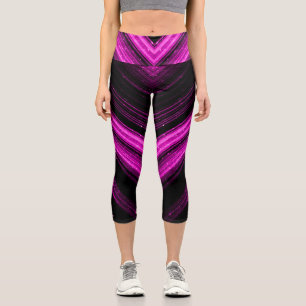 Leggings Capri Lignes de chevron de galaxie magenta rose métalliq