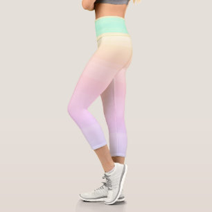 Leggings Capri Lignes de dégradé jaune vert pourpre pastel past