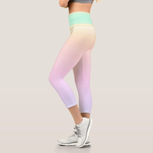 Leggings Capri Lignes de dégradé jaune vert pourpre pastel pastel (Gauche)