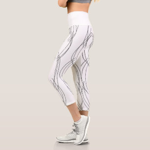 Leggings Capri Lignes d'esquisse d'art Abstrait Courbes Légendes
