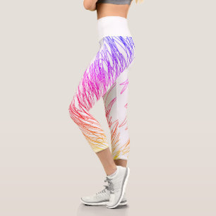 Leggings Capri Lignes d'esquisse d'art Abstrait Courbes Légendes