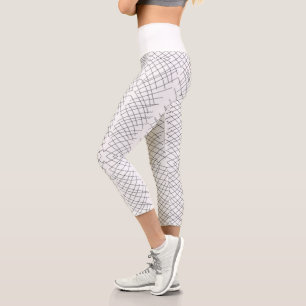 Leggings Capri Lignes d'esquisse d'art Abstrait Courbes Légendes