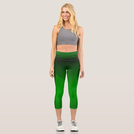 Leggings Capri Lignes géométriques Abstraites sur Vert profond (Recto)