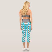 Leggings Capri Lignes géométriques bleues marron blanches en zig  (Verso)