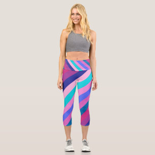 Leggings Capri Lignes pastel, rayures colorées motif, couleurs c