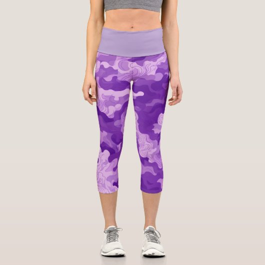 Leggings Capri Lilac camo pattern  (Recto)