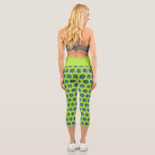 Leggings Capri Lime Green & Blue Daisies Pop Art (Verso)
