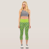 Leggings Capri Lime Green & Blue Daisies Pop Art (Recto)
