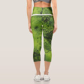 Leggings Capri Lime Green Grunge with Black Accents (Verso)