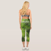 Leggings Capri Lime Green Grunge with Black Accents (Verso)