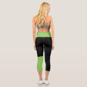 Leggings Capri Lime noire de bloc de couleur moderne avec texte p (Verso)