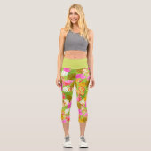 Leggings Capri Lime Vert Flamant Tropical (Recto)