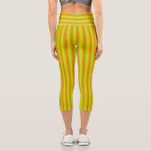 Leggings Capri Lime vert, orange et jaune néon rayé (Verso)