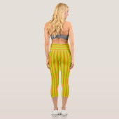 Leggings Capri Lime vert, orange et jaune néon rayé (Verso)