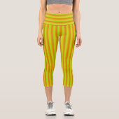 Leggings Capri Lime vert, orange et jaune néon rayé (Recto)