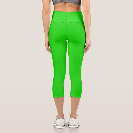 Leggings Capri Lime Vert Solide Couleur Plaine (Verso)