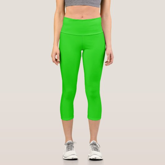 Leggings Capri Lime Vert Solide Couleur Plaine (Recto)