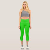 Leggings Capri Lime Vert Solide Couleur Plaine (Recto)