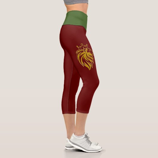Leggings Capri Lion Avec Couronne - Style Or 2 (Droite)