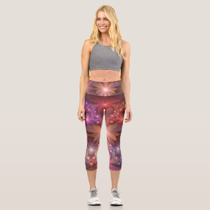 Leggings Capri Lit De Fleurs Coloré brillant Abstrait Fractage Ar